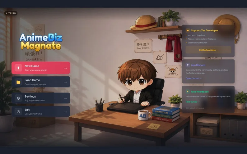 AnimeBiz Magnate studio management screen