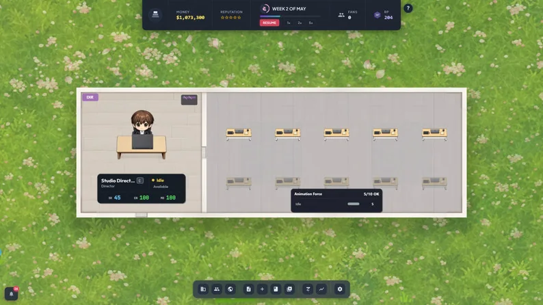 AnimeBiz Magnate production management screen