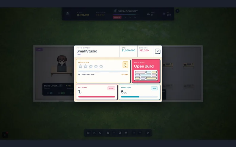 AnimeBiz Magnate financial simulation screen